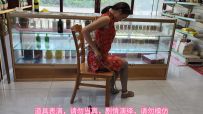 【束心工作室】兰兰红色旗袍新娘装，化身店员，灰色亮油丝袜，12厘米高跟鞋，看店守店