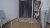 cos系列之刻晴拘束衣，单手套脚铐罚站调教